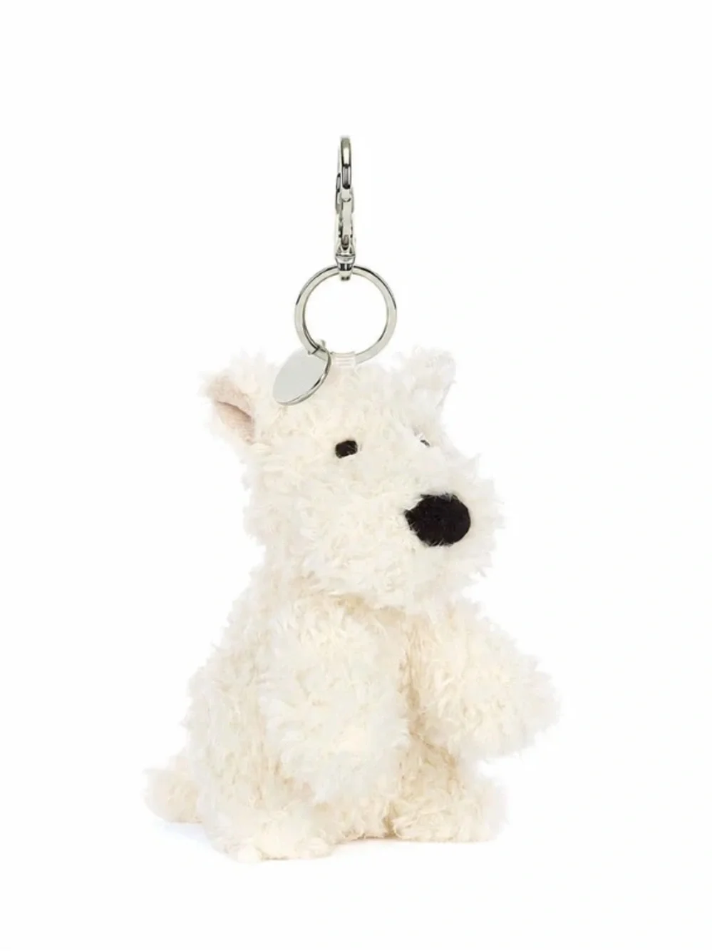 Jellycat Cream Fluffy Dog Keyring with Silver Clasp